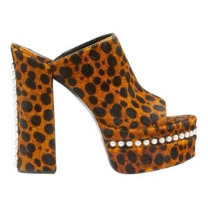 Stuart Weitzman Skyhigh 145 Pearl Slide Calf Hair Leopard Size 39 (US 8.5B) NIB